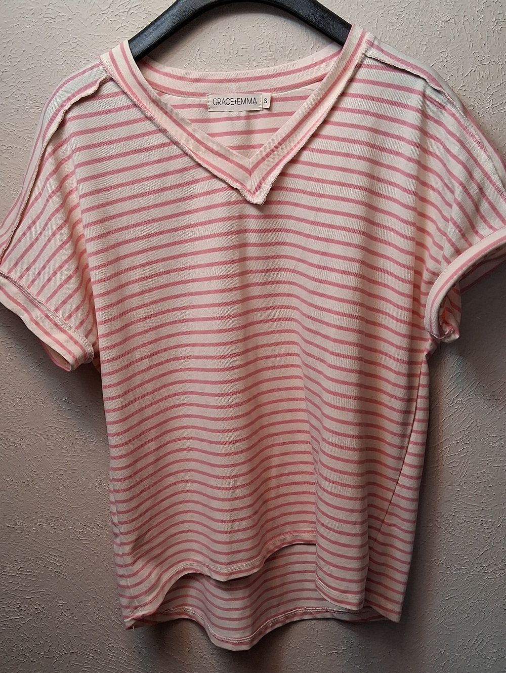 Grace+ Emma Lucy pink & cream Stripe Top